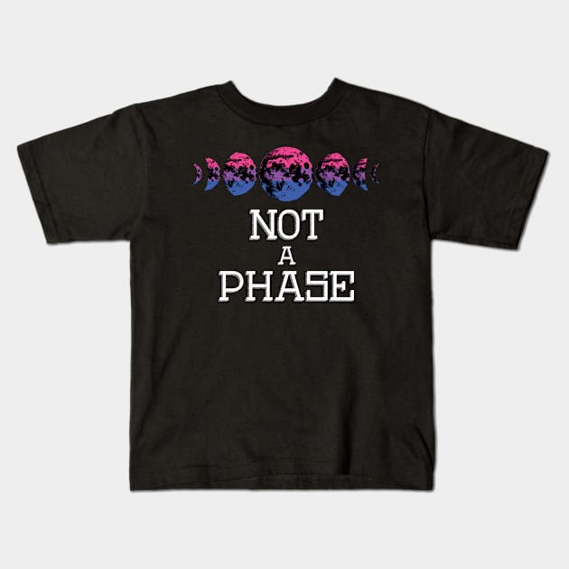 Not A Phase Bisexual LGBTQ Bi Pride Flag Moon Kids T-Shirt by Zone32